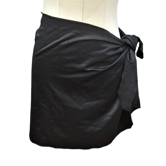Body ID Black Mini Swim Skirt Size M/L Bathing Suit Wrap Cover-up Sarong Beachy - Picture 1 of 5
